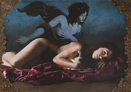 ARACELI BEATRIZ LAVIANO Baco y Ariadna, 2014 olio su tela cm 70 x 100 firma...