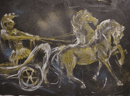 FLAVIA MANTOVAN Il carro grande, 2013 tecnica mista su tela cm 95 x 130 firma...