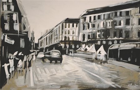 ALFONSO MANGONE Attraverso Milano, 2014 tecnica mista su tela cm 80 x 120...