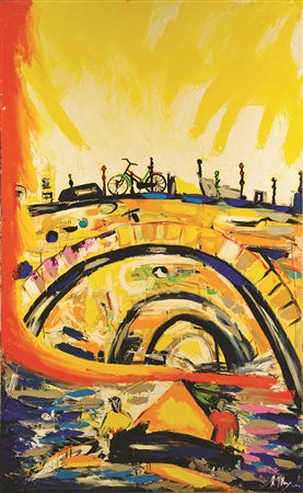 ALFONSO MANGONE Amsterdam, 2002 tecnica mista su tela cm 89 x 150 firma in...