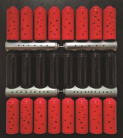 CLAUDIO ASCENZI Essere e avere, 2014 bombolette spray su tavola di legno cm...