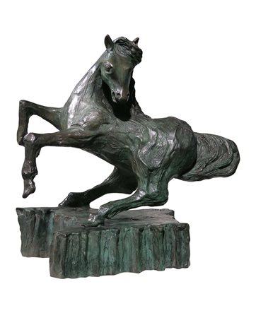 Aligi Sassu (1912-2000), E' una scultura non è un cavallo, 1995 bronzo in...