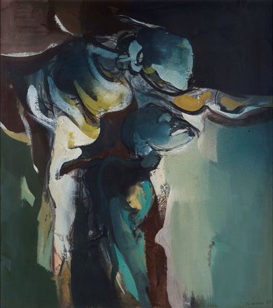 Mario Bionda (1913-1985), La grande accusa, 1969 olio su tela, cm 90x80...