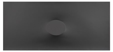 Turi Simeti (1929), Un ovale grigio, 1985 acrilico su tela sagomata, cm 40x90...