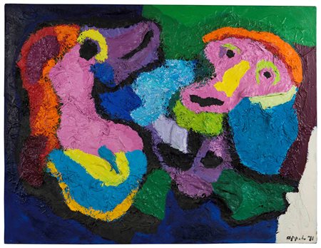 Karel Appel (1921-2006), Senza titolo, 1971 tecnica mista su tela, cm 90x116...