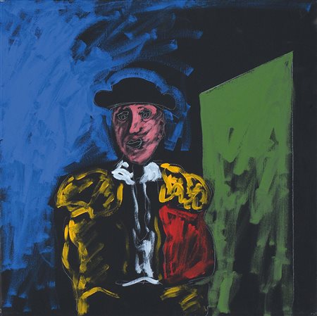 Tano Festa (1938-1988), Torero, anni ‘80 acrilico su tela, cm 40x40 firmato...