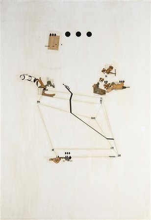 Gian Emilio Simonetti (1940), Quintitt, 1969 tecnica mista su tela, cm 130x90...