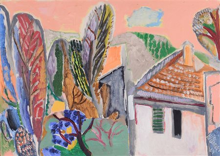 Herbert Steiner (1923-2001), Paesaggio con casa, 1964 acquerello su...