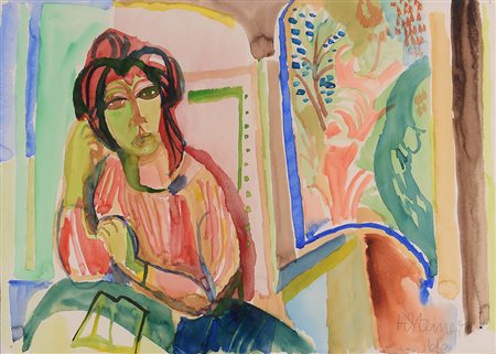 Herbert Steiner (1923-2001), Figura femminile, 1966 acquerello su cartoncino,...