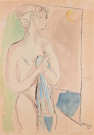 Herbert Steiner (1923-2001), Nudo femminile, 1960 acquerello su cartoncino,...