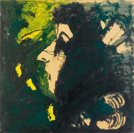 Enrico Della Torre (1930), Ritratto di Olivier, 1970 olio su tela, cm 36x36