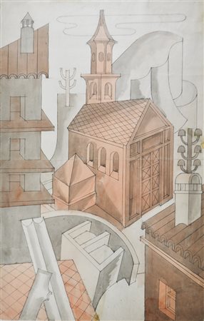 Fortunato Depero (Fondo 1892 - Rovereto 1960) Chiesa di Guardia (Folgaria),...