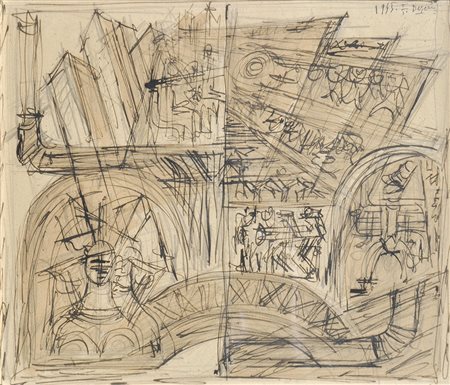 Fortunato Depero (Fondo 1892 /Rovereto 1960) Metropolitana e grattacieli,...