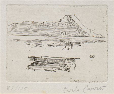 Carlo Carrà (Quargnento 1881 - Milano 1966) Senza titolo (Lago Maggiore),...