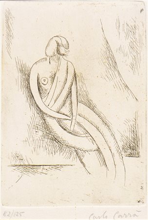 Carlo Carrà (Quargnento 1881 - Milano 1966) Senza titolo (figura femminile),...