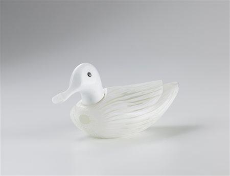 Toni Zuccheri Anatra, 1983;Ente, 1983 Milchglas, Glas poliert, Höhe 13,5 cm,...