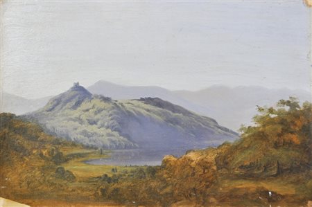 Maler um 1850 Pittore del 1850 ca.;Maler um 1850 Kalterersee mit Leuchtenburg...