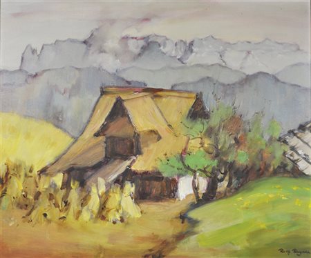 Rolf Regele (Bozen/Bolzano 1899 – 1987) Riederstadel in Jenesien mit Blick...