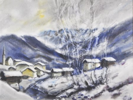 Gottfried Moroder (St. Ulrich in Gröden 1921 – 2016) Wolkenstein in Winter,...