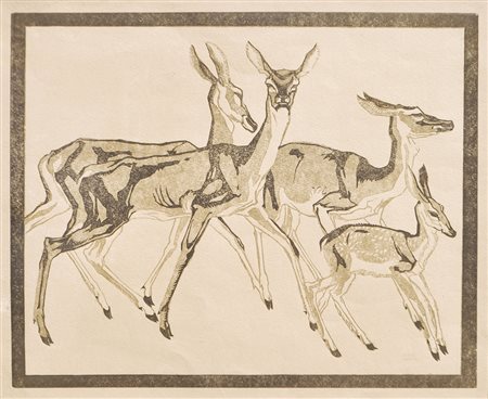 Ludwig Heinrich Jungnickel (Wunsiedel 1881 – Wien 1965) Hirschkühe,...