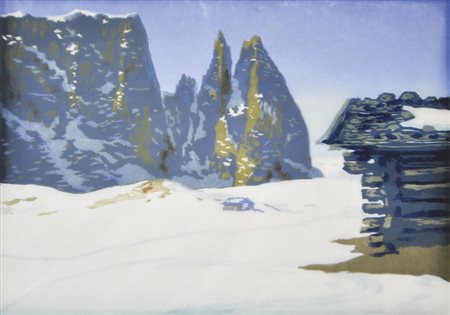 Karl Pferschy (Deutschlandsberg 1888 – Bozen 1930) Schlern in Winter;Schlern...