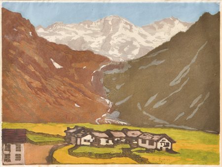 Max Sparer (Söll, Tramin 1886 – Bozen 1968) Sulden;Sulden Farbholzschnitt,...