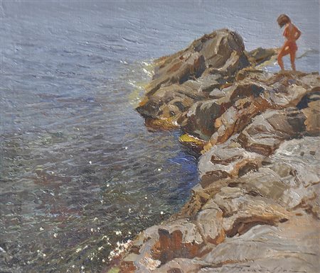 Ulderico Giovacchini (Firenze 1890 – Bozen 1965) Felsenküste mit...