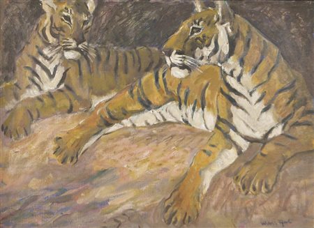 Hans Josef Weber-Tyrol (Schwaz 1874 – Meran 1957) Ruhende Tiger;Ruhende Tiger...