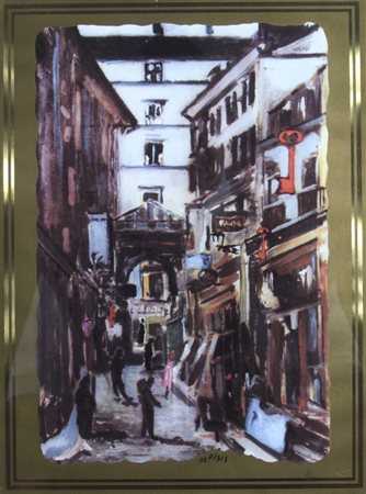 DE PISIS FILIPPO (Ferrara 1896 - Milano 1956) "Viottolo con case" Lastra su...