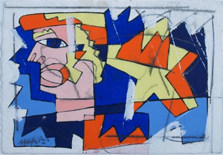 NESPOLO UGO (Mosso Santa Maria 1941) "Senza titolo" Tempera e pastelli su...