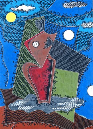 ORIANI PIPPO (Torino 1909 - Torino 1972) "Musa" 1970 Encausto su cartone...