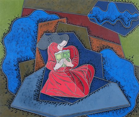 ORIANI PIPPO (Torino 1909 - Torino 1972) "Lettrice" 1960/1970 Encausto su...