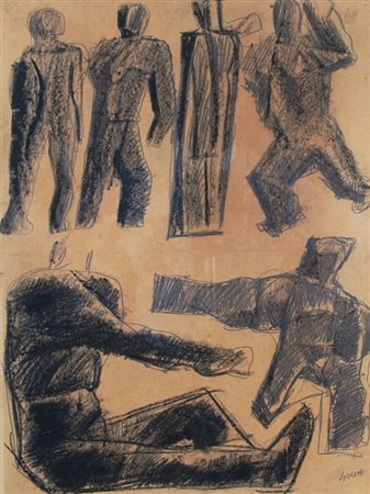 SIRONI MARIO (Sassari 1885 - Sassari 1961) "Figure" 1942 ca. Matita grassa...