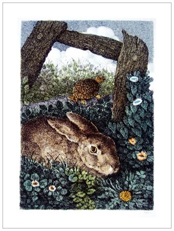 ENZO BELLINI Santa Sofia 1932 La lepre e la testuggine Serigrafia...