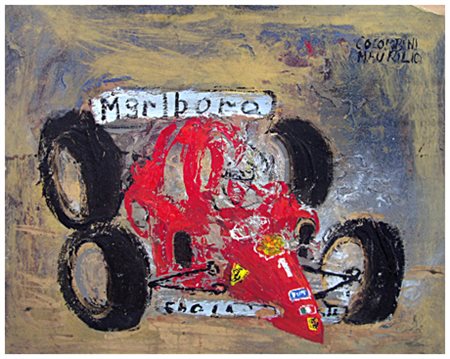 MAURILIO COLOMBINI Piombino 1937 Ferrari 312 B2 Olio materico e t.m. su...