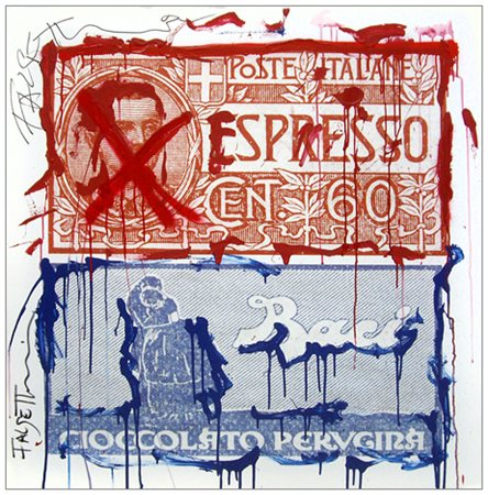 MASSIMO FALSETTI Roma 1955 Baci 2015 Smalto su tela emulsionata 100 x 100....