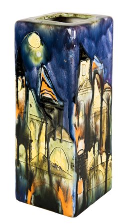 ELIO SCHIAVON, Tre vasi decorati a motivi astratti e architetture, Anni...