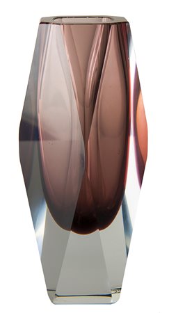 MANDRUZZATO - MURANO, Vaso a facce viola e talpa in vetro sommerso, 1960...