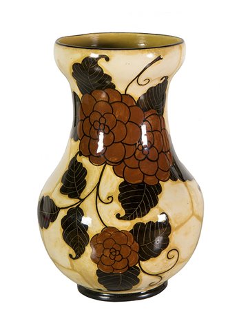 FENICE - ALBISOLA, Due vasi decorati a motivi floreali, Ceramica dipinta, h....