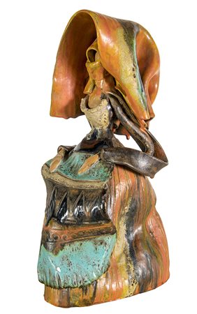 EMILIA PALOMBA, Donna in costume sardo , Scultura in ceramica dipinta, 31 x...