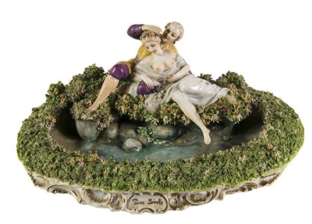 LUIGI FABRIS, Incontro al lago Coppia di figure in abiti settecenteschi,...