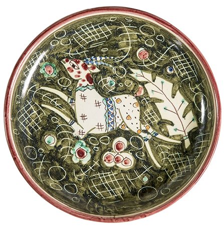 MATTEO DI LIETO, Piatto decorato a motivi animali e vegetali stilizzati, Anni...