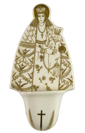 GIO PONTI - RICHARD GINORI, Acquasantiera, 1930, Ceramica dipinta, 18 x 9 x 5...