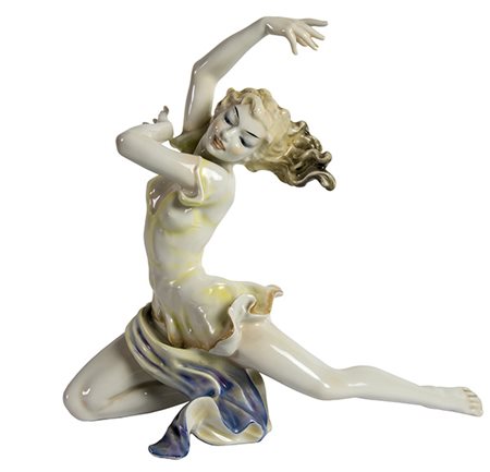 K. TUTTER (1883 - 1969), Danzatrice, Anni ‘30-’35 circa, Scultura in ceramica...
