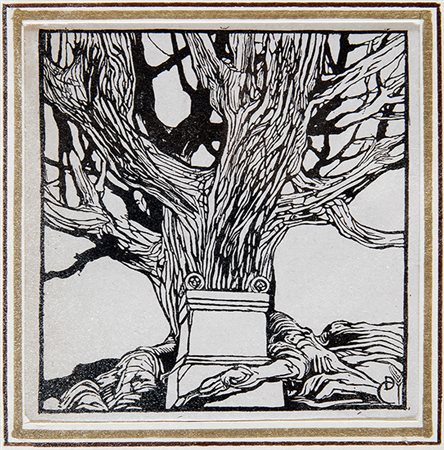 DUILIO CAMBELLOTTI, Albero, primi del ‘900, Xilografia, 10 x 11,5 cm,...