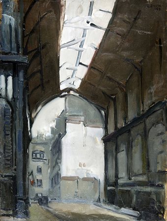 ALBERTO ZIVERI , Les Halles, 1968, Olio su tela, 60,5 x 45,5 cm, Firma e data...