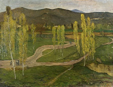GALILEO CHINI, Paesaggio, 1932, Olio su tela, 60,5 x 80,5 cm, Firma e data in...