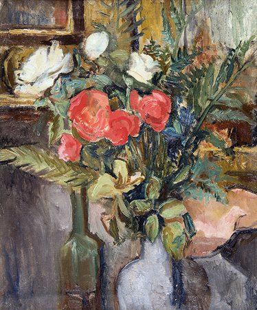 CIPRIANO EFISIO OPPO, Vaso di fiori, 1927 circa, Olio su tela, 47 x 37,5 cm,...