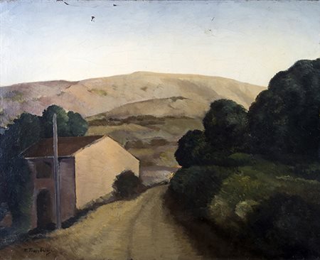 FRANCESCO TROMBADORI, Paesaggio, Olio su tela, 50 x 60 cm circa, Firma in...
