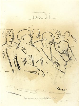 AMERIGO BARTOLI, Non capisco se è divertente o noioso, Carboncino su carta,...